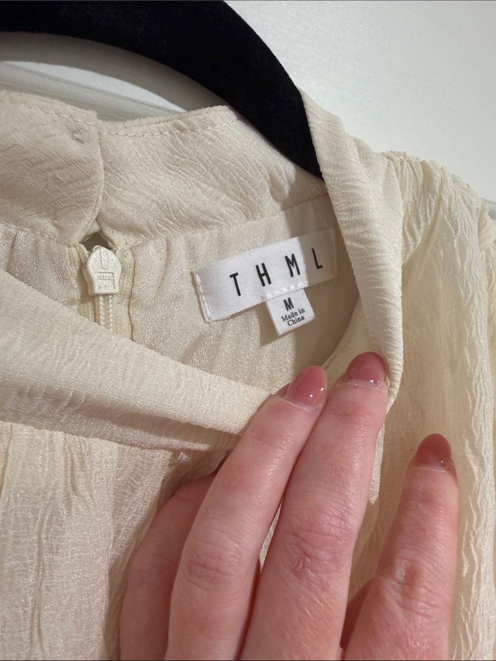 THML Ivory Sheer Puff-Sleeve Blouse - Picture 3 of 3